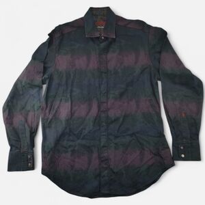 Robert Graham Limited Edition Men M Paisley Jacquard Shirt Dark Green Purple